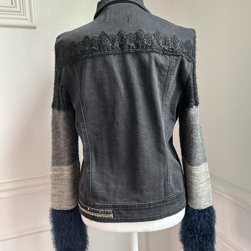 Desigual Multicolored Jean Jacket with Mixed Textiles & Unique Design, size 40 - Picture 6 of 10